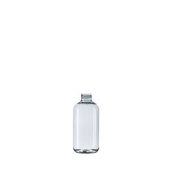 200ml Clear PET Boston Round Bottle, 24/410 Neck